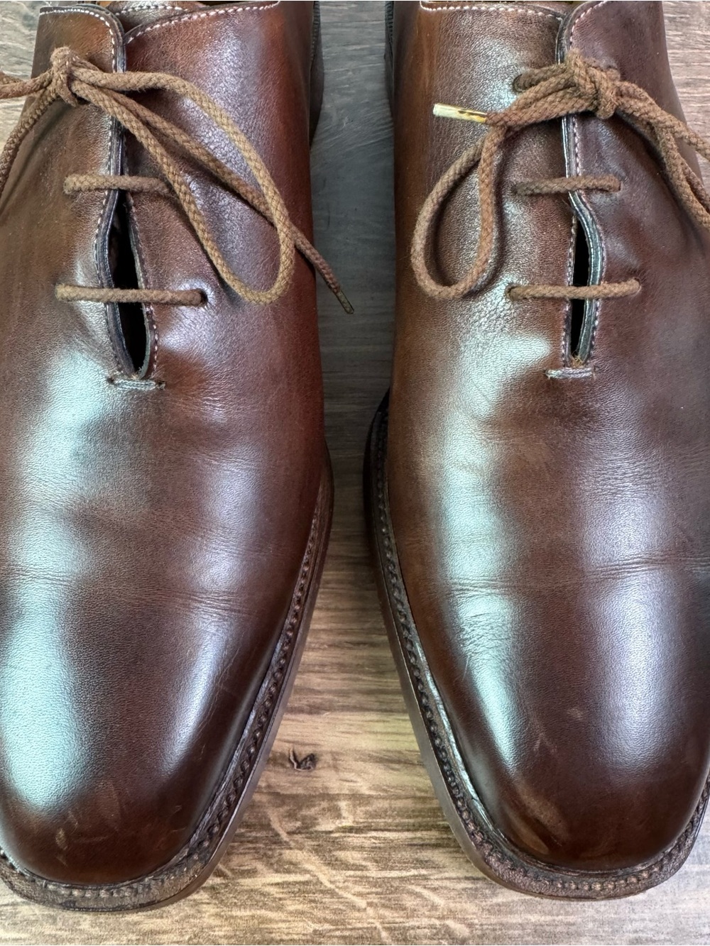 Rare Vintage Handmade Brown Leather Men’s Dress Oxfords Nordstrom 12 D - Picture 6 of 9